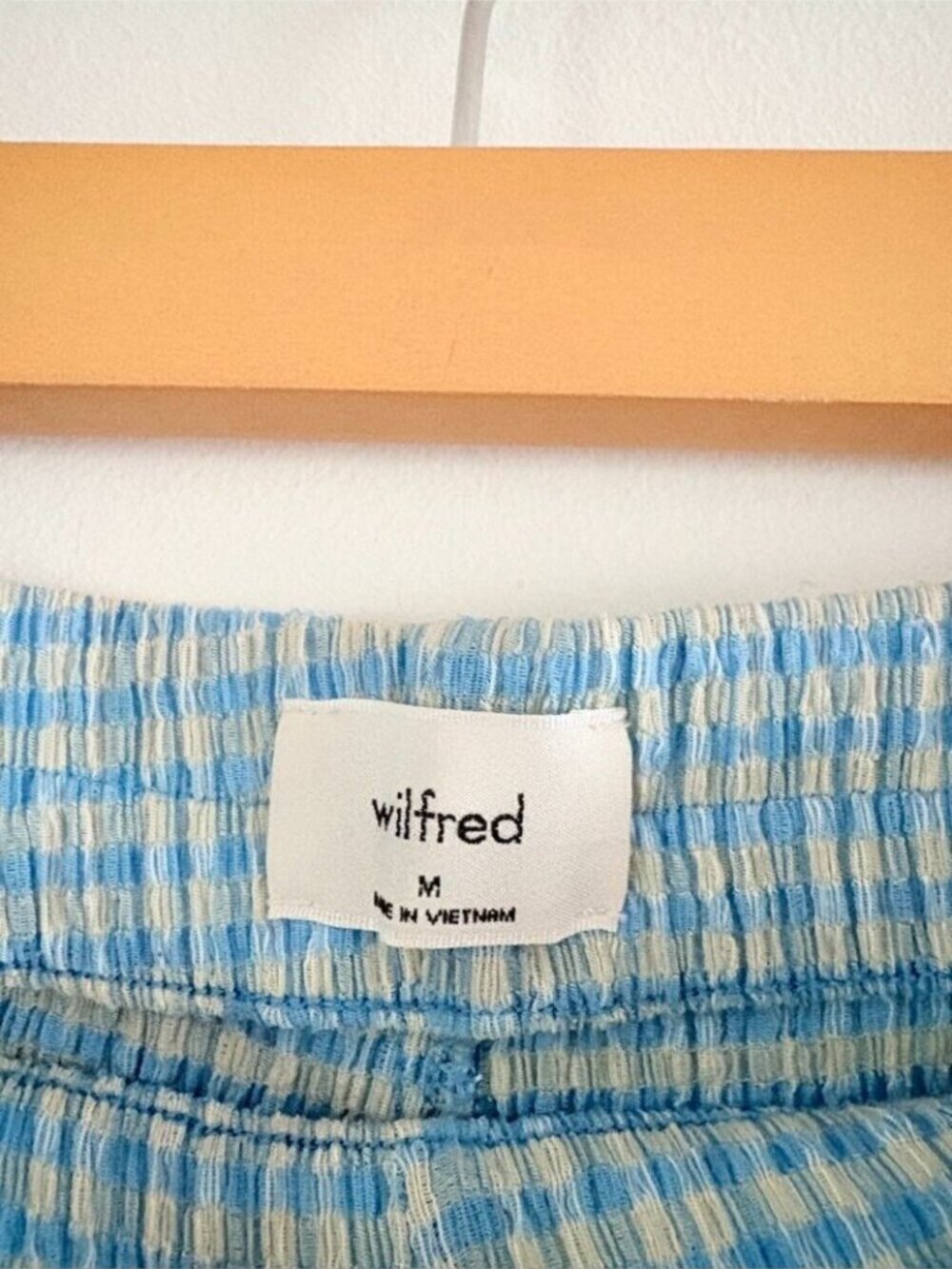 Aritzia Wilfred Verona Wide Leg Pant Seersucker Gingham Pull On Size Medium - Picture 4 of 5